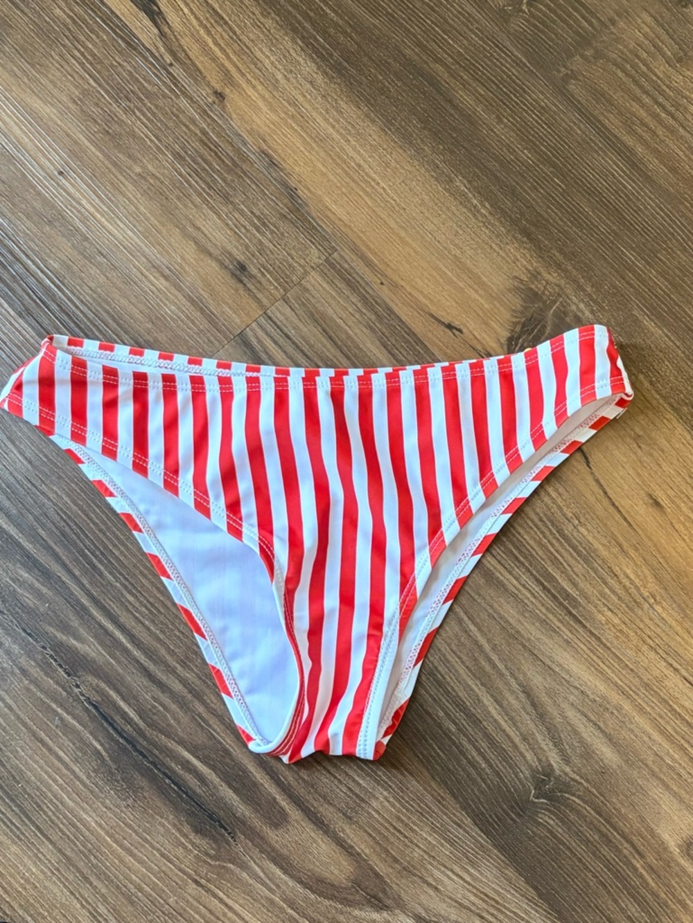 SHEIN Red and White Striped Bikini Bottom